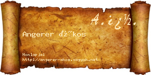 Angerer Ákos névjegykártya